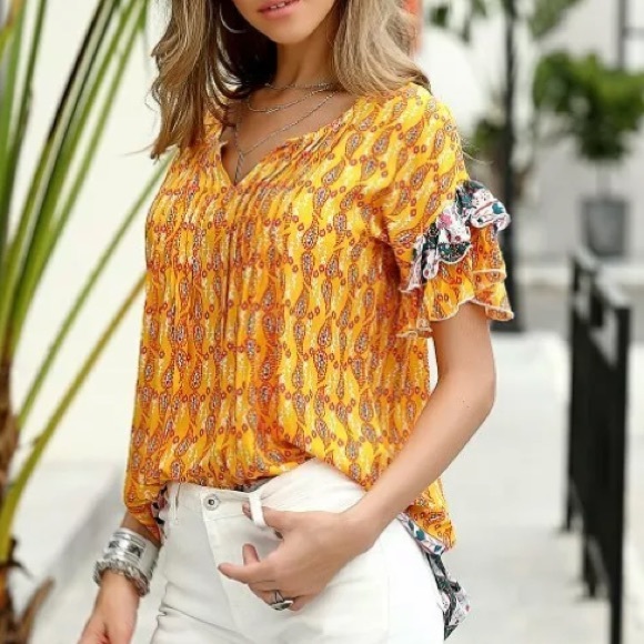 Reborn Yellow Floral Tunic Size 3X - Picture 1 of 4